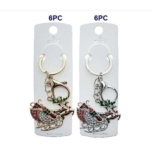 Rhinestone Christmas Sleigh Keychain