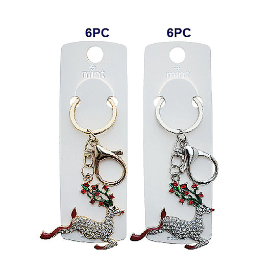 Rhinestone Christmas Reindeer Keychain