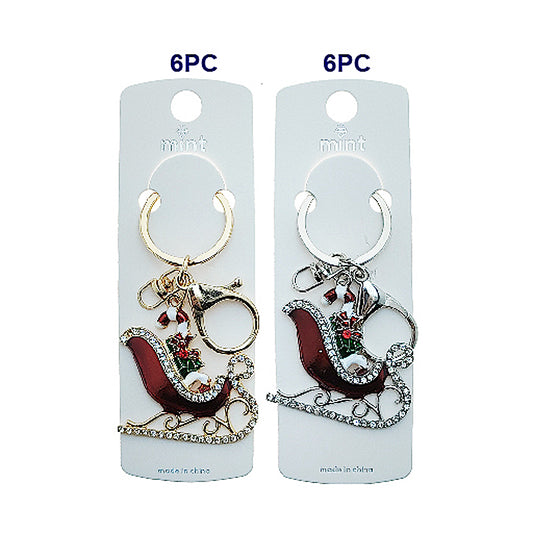 Rhinestone Christmas Sleigh Keychain