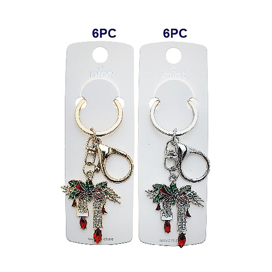 Rhinestone Christmas Candles Keychain