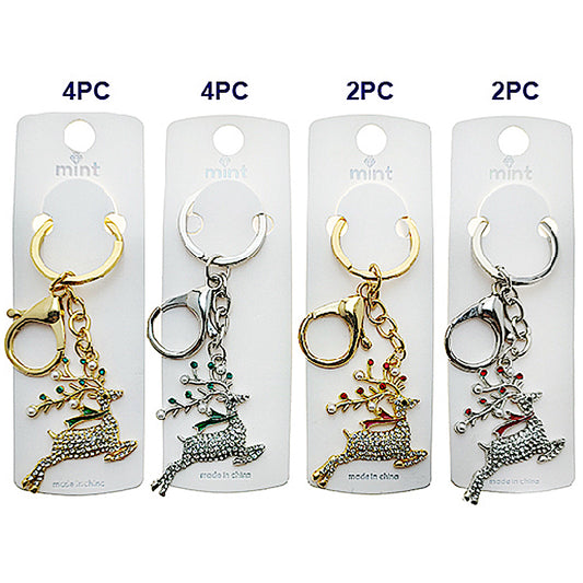Rhinestone Christmas Reindeer Keychain