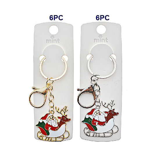 Enamel Christmas Santa's Sleigh Keychain