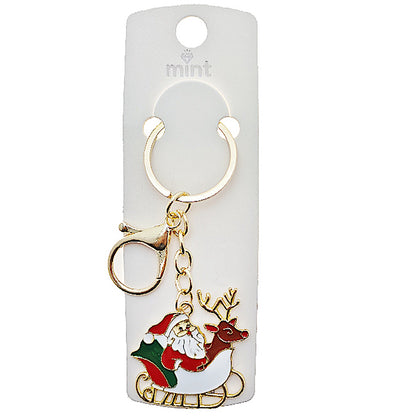 Enamel Christmas Santa's Sleigh Keychain
