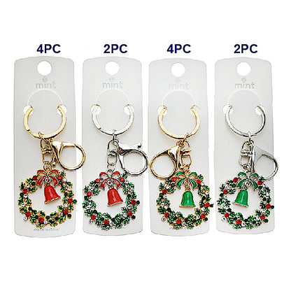 Rhinestone Christmas Wreath Keychain