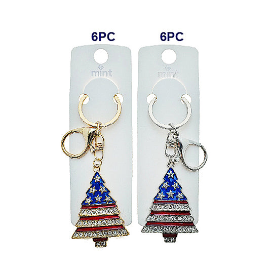 USA American Flag Christmas Tree Keychain