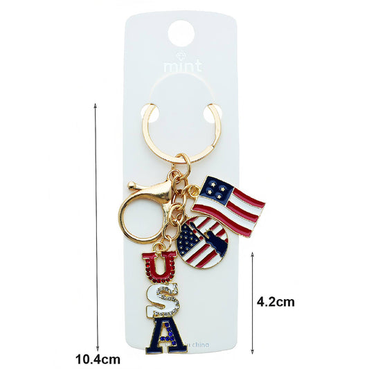 Patriotic USA Charm Keychain