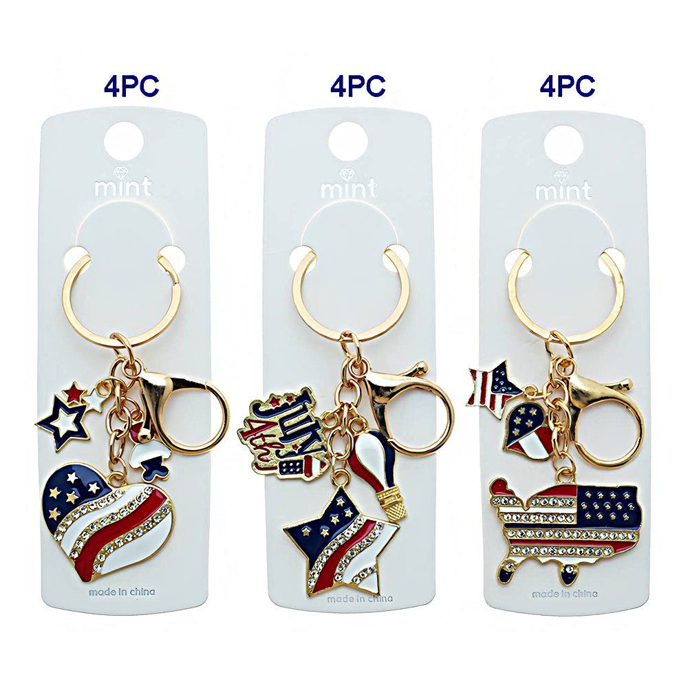Patriotic USA Charm Keychain