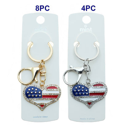 Patriotic USA Heart Charm Keychain