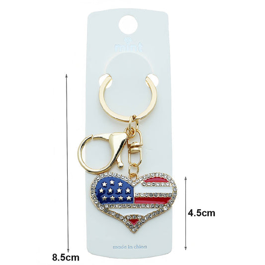 Patriotic USA Heart Charm Keychain