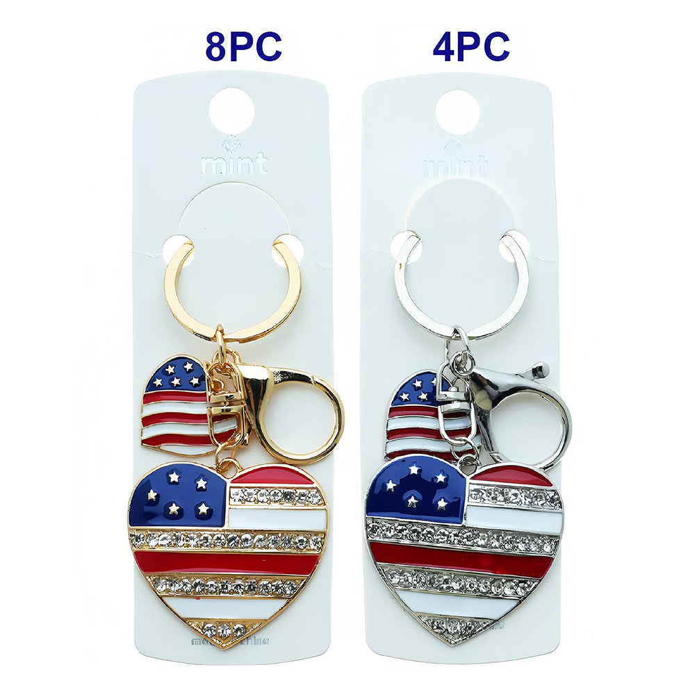 Patriotic USA Heart Charm Keychain