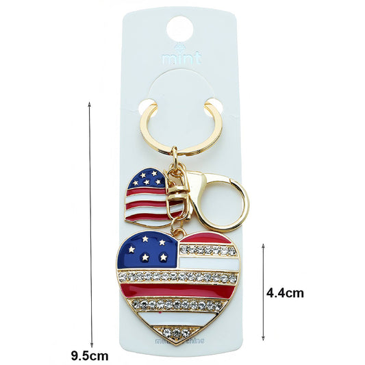 Patriotic USA Heart Charm Keychain