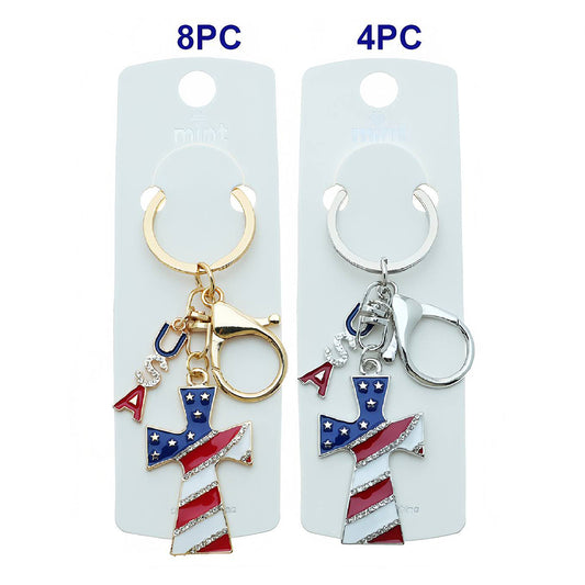 Patriotic Cross Charm Keychain