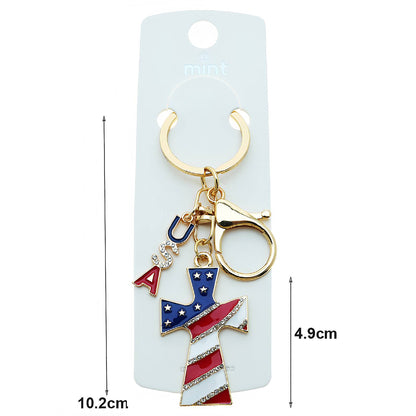 Patriotic Cross Charm Keychain
