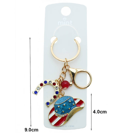 Patriotic Western Hat Charm Keychain