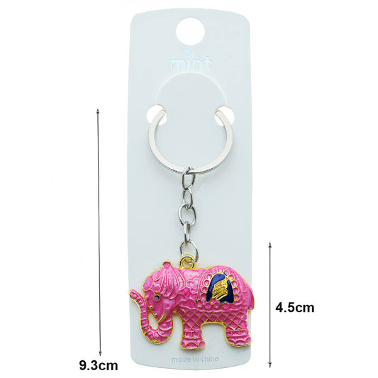 Enamel Asian Elephant Keychain