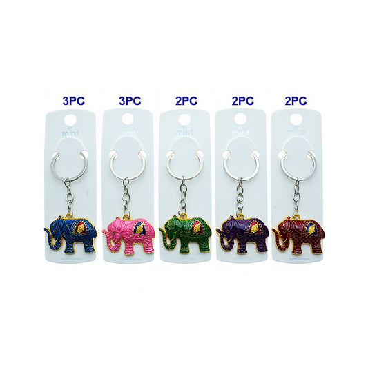 Enamel Asian Elephant Keychain