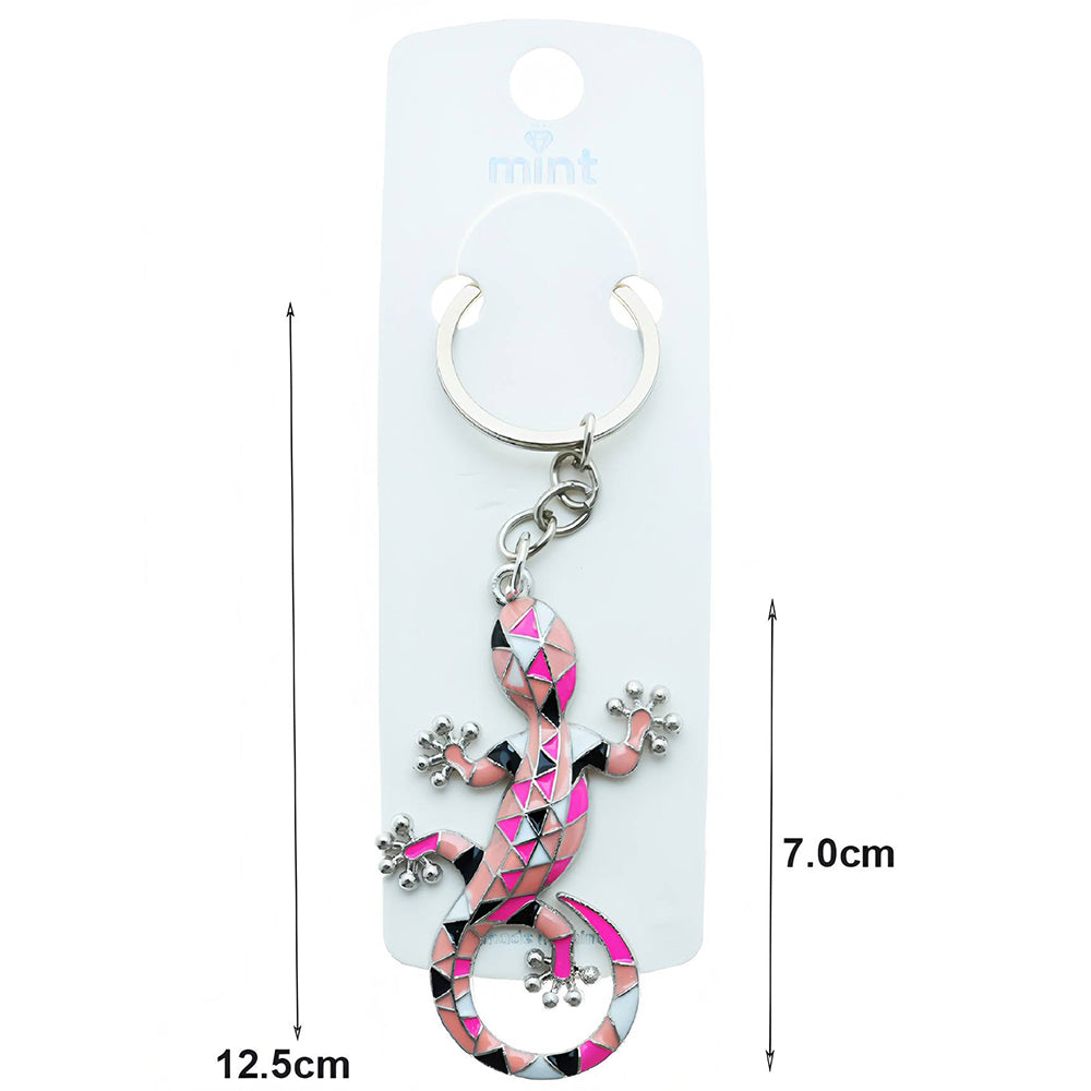 Enamel Geometric Gecko Keychain