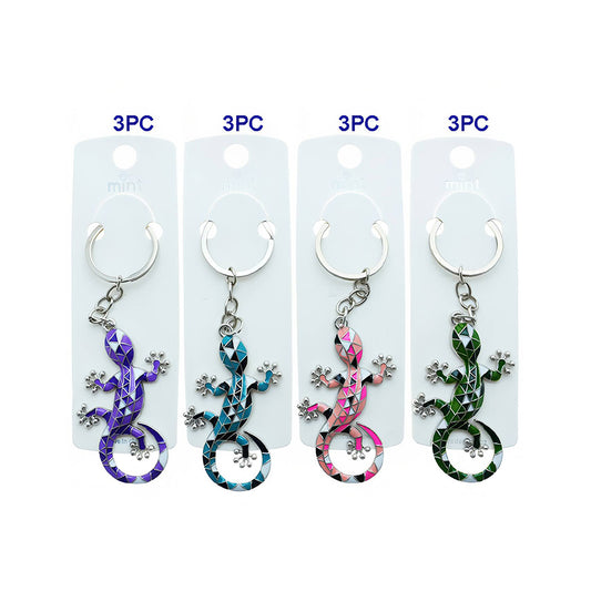 Enamel Geometric Gecko Keychain