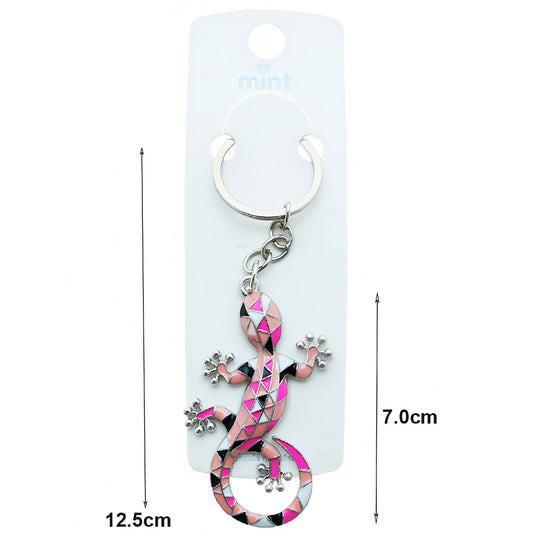 Enamel Geometric Gecko Keychain