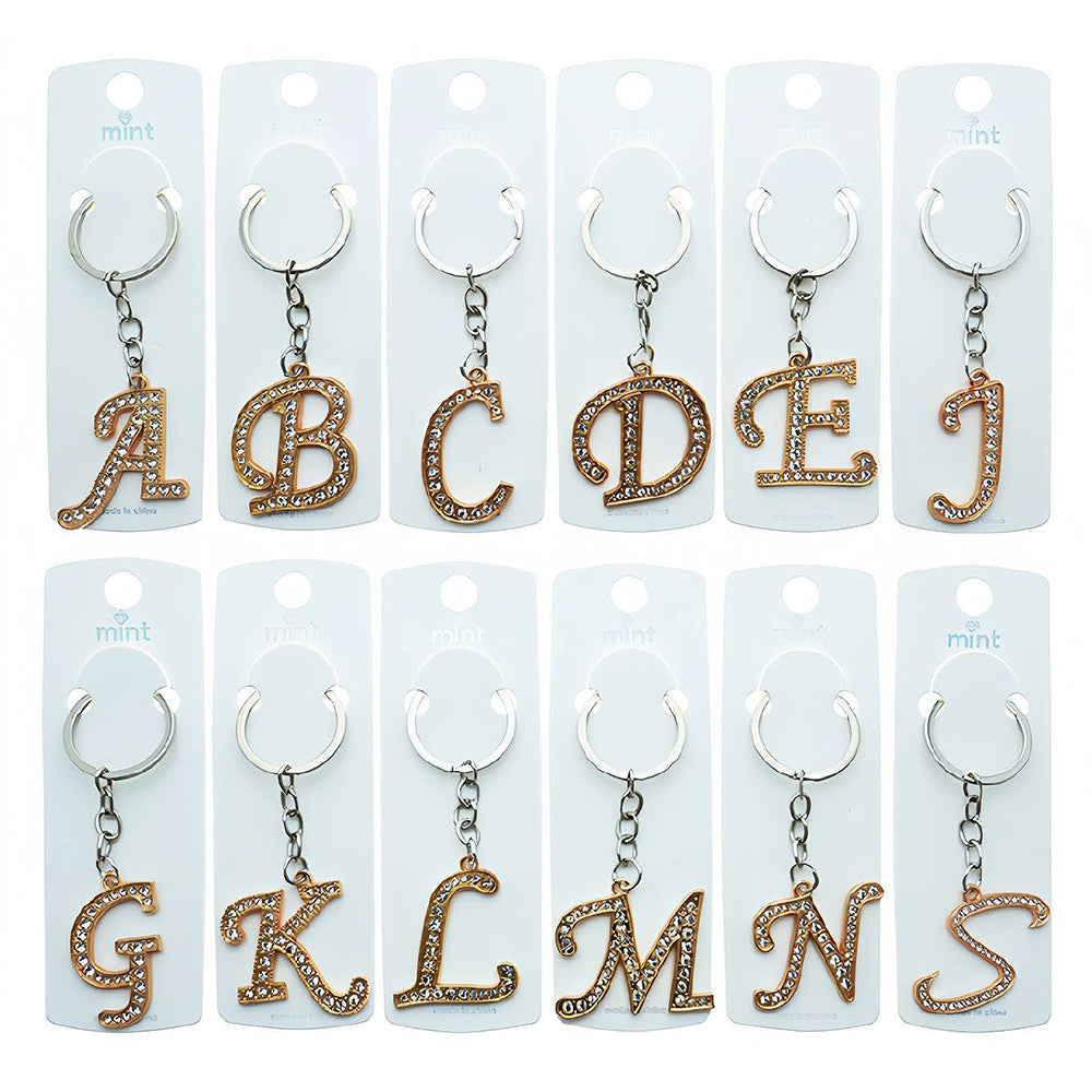 Rhinestone Alphabet Letter Keychain