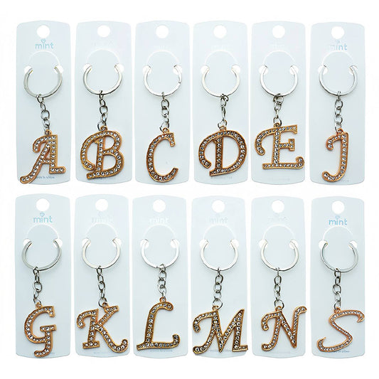Rhinestone Alphabet Letter Keychain