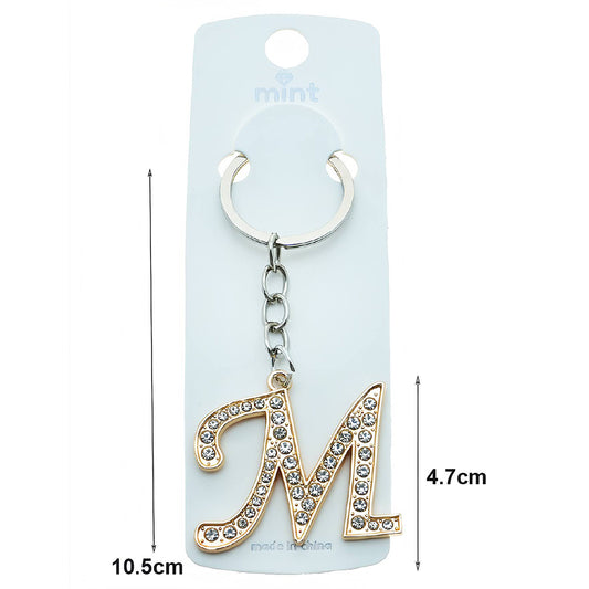 Rhinestone Alphabet Letter Keychain