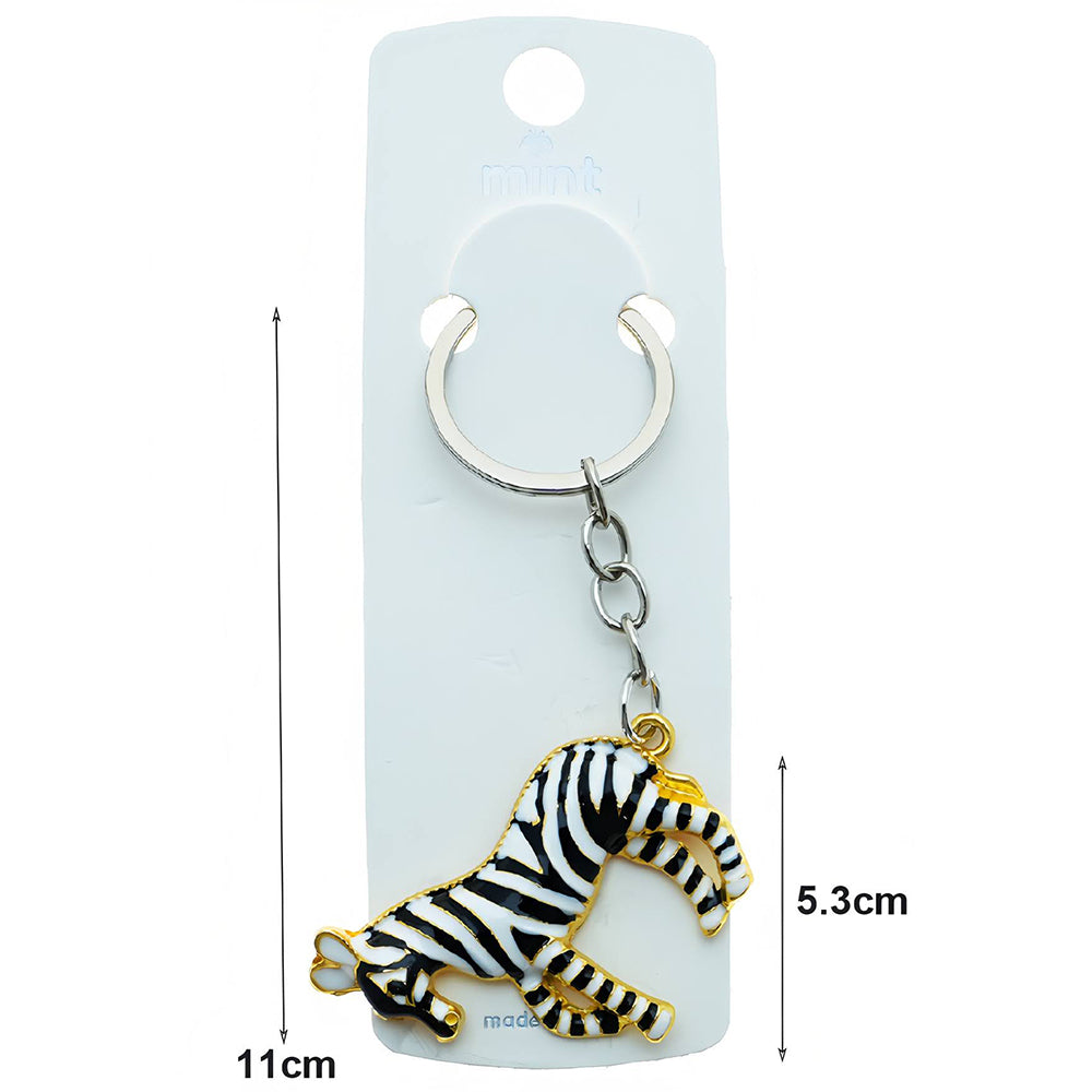 Enamel Zebra Keychain