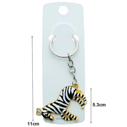 Enamel Zebra Keychain