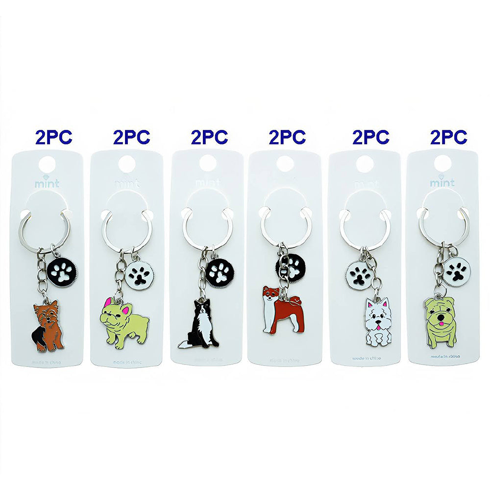 Enamel Dog Charm Keychain