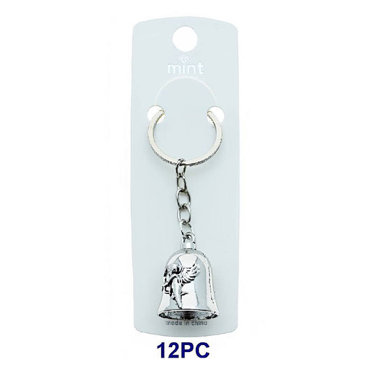 Silver Bell Angel Keychain