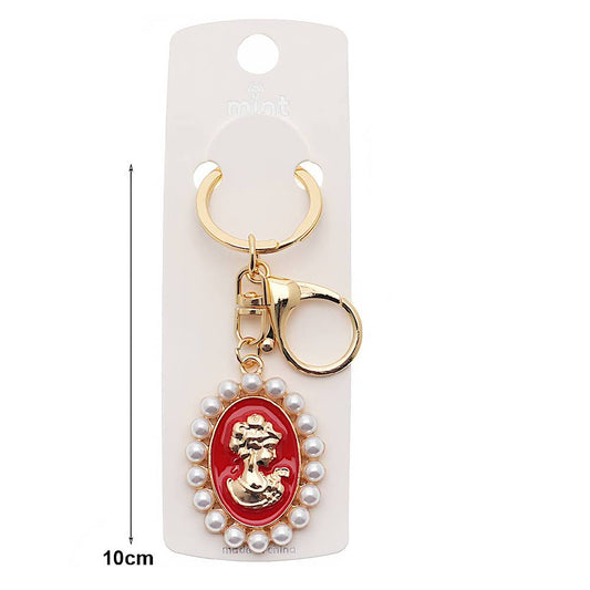 Vintage Victorian Lady Pearl Keychain