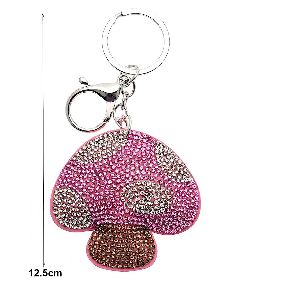Rhinestone Mushroom Keychain