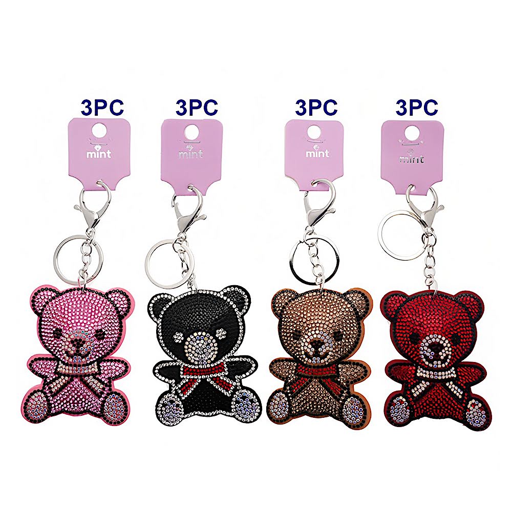 Rhinestone Teddy Bear Keychain