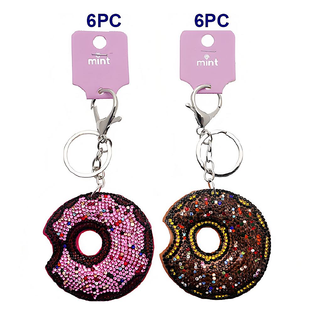 Rhinestone Frosted Donut Keychain