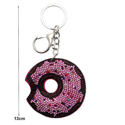 Rhinestone Frosted Donut Keychain