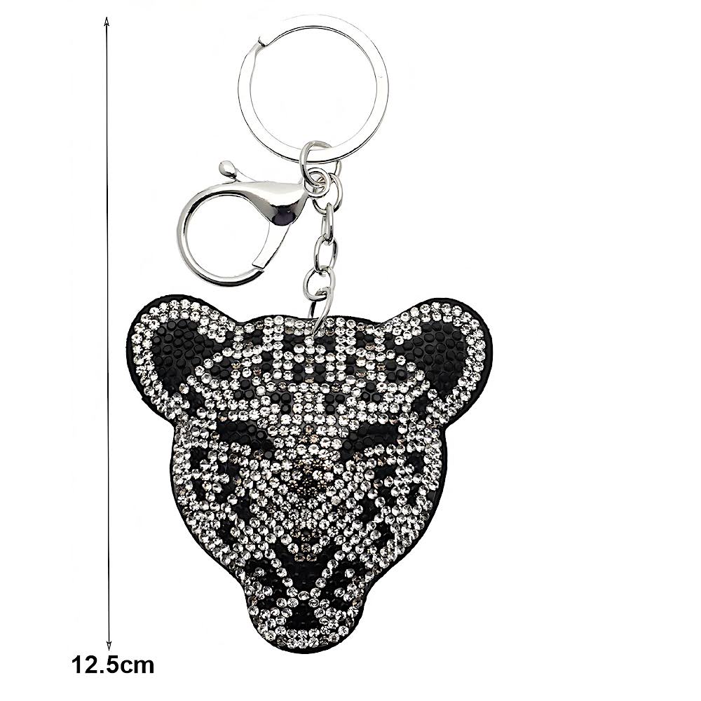 Rhinestone Cheetah Head Keychain