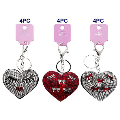 Rhinestone Heart Bow Keychain
