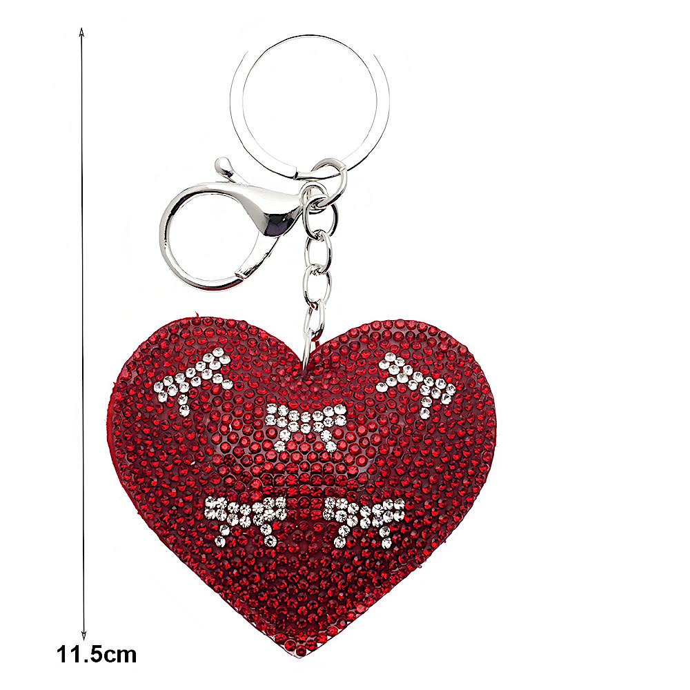 Rhinestone Heart Bow Keychain