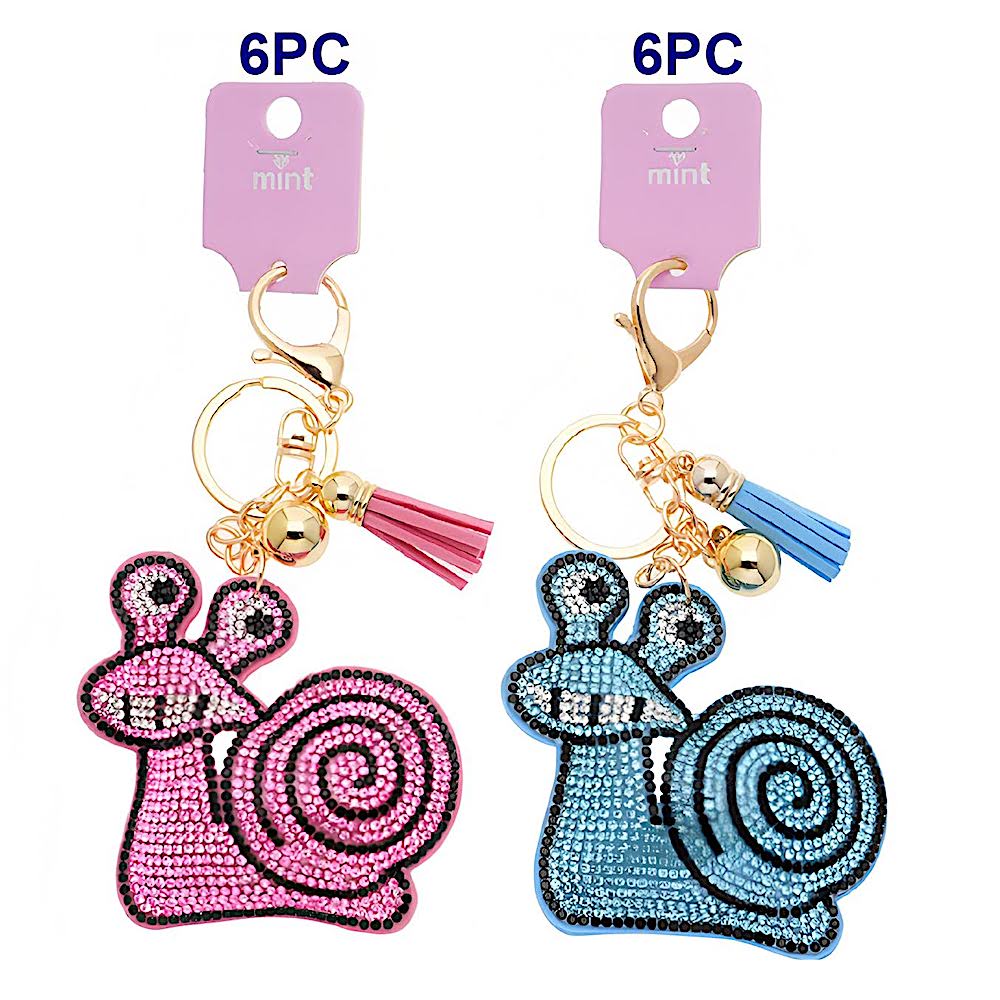 Rhinestone Snail Keychain