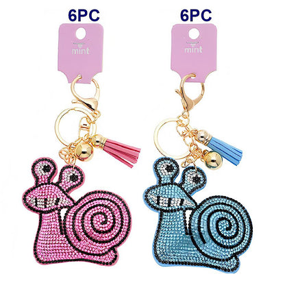 Rhinestone Snail Keychain