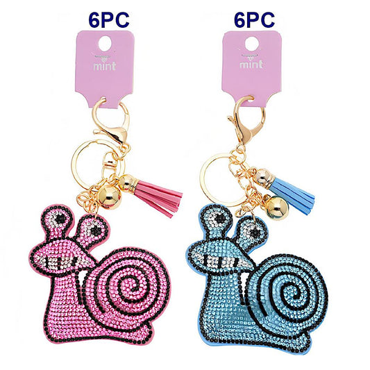 Rhinestone Snail Keychain