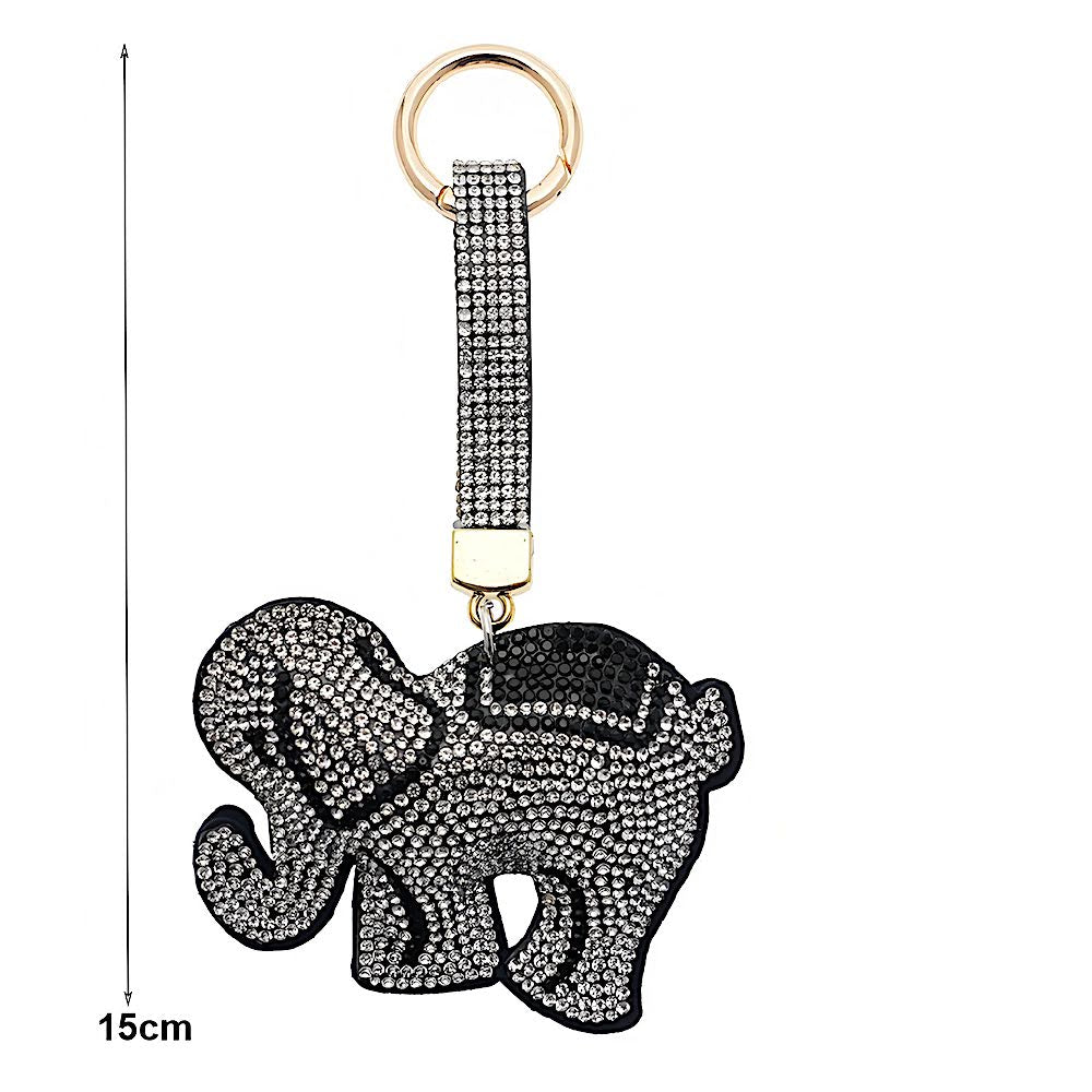 Rhinestone Elephant Keychain