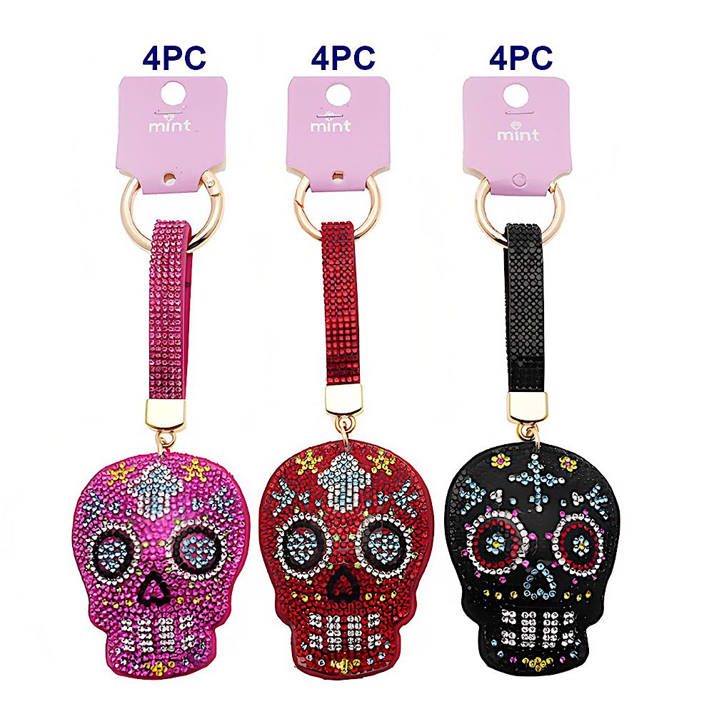 Rhinestone Calavera Day Of The Dead Keychain