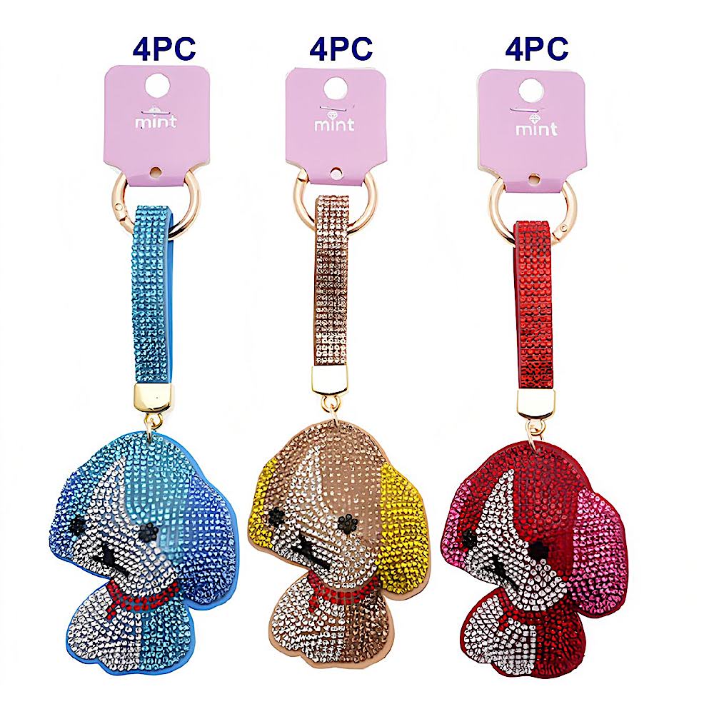 Rhinestone Dog Keychain