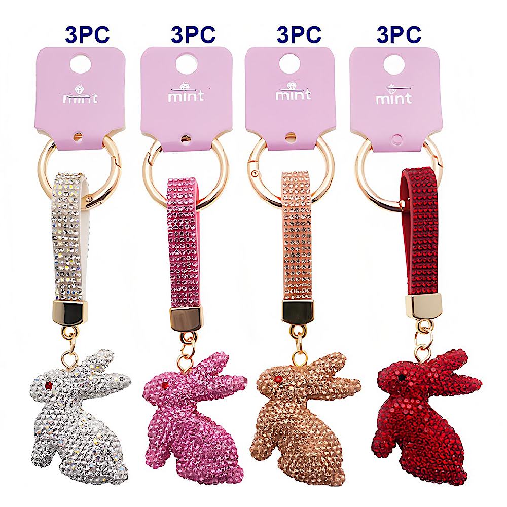 Rhinestone Pavé Rabbit Keychain