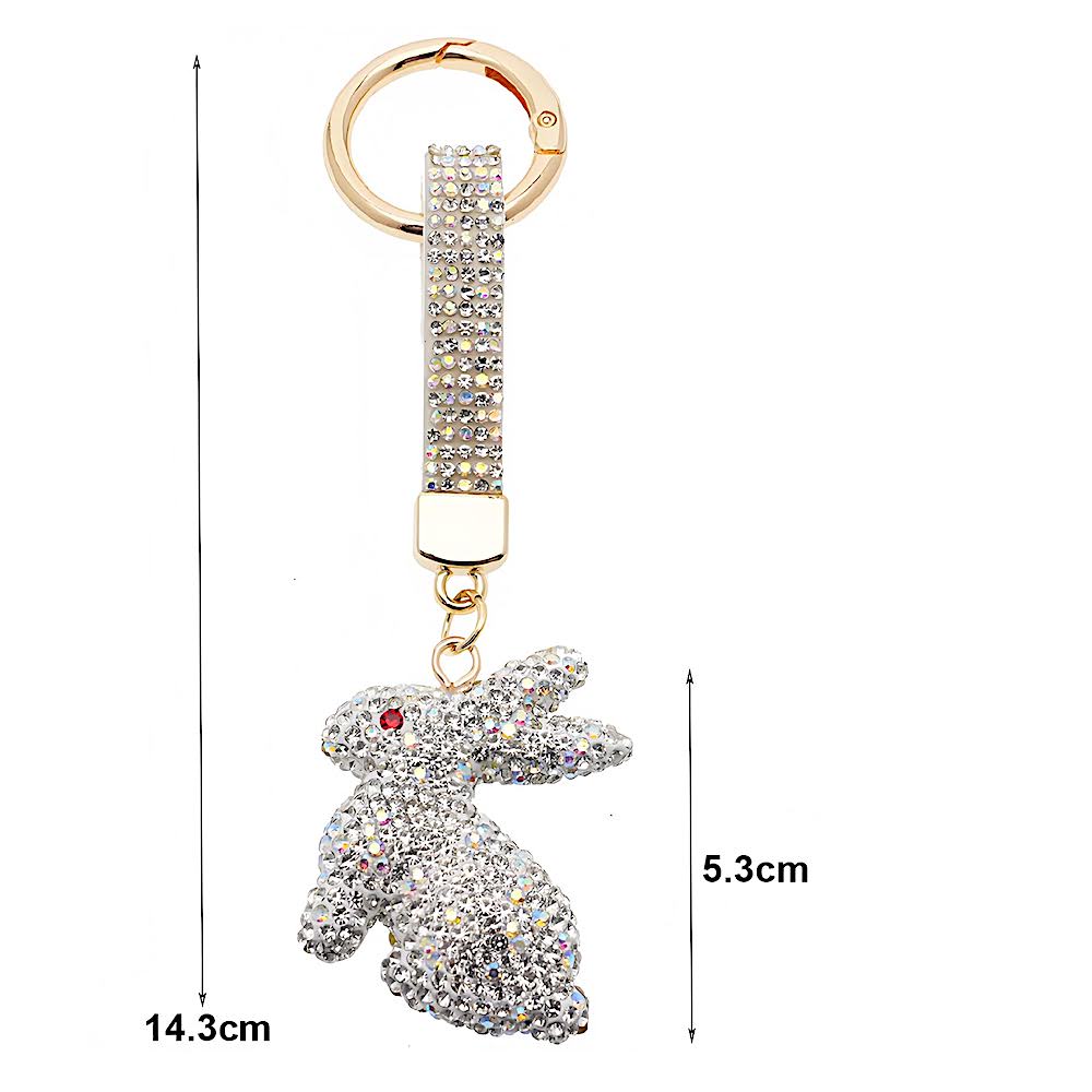Rhinestone Pavé Rabbit Keychain