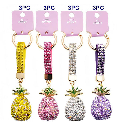 Rhinestone Pavé Pineapple Keychain