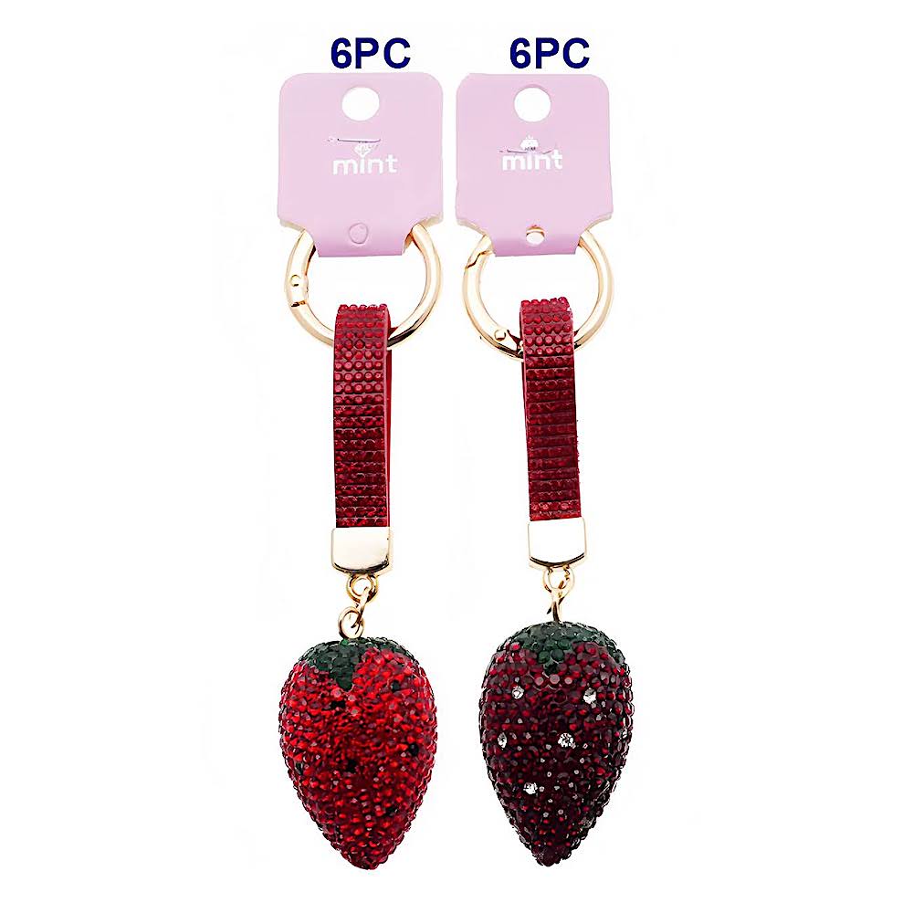 Rhinestone Pavé Strawberry Keychain
