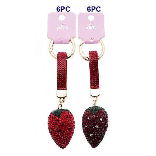 Rhinestone Pavé Strawberry Keychain