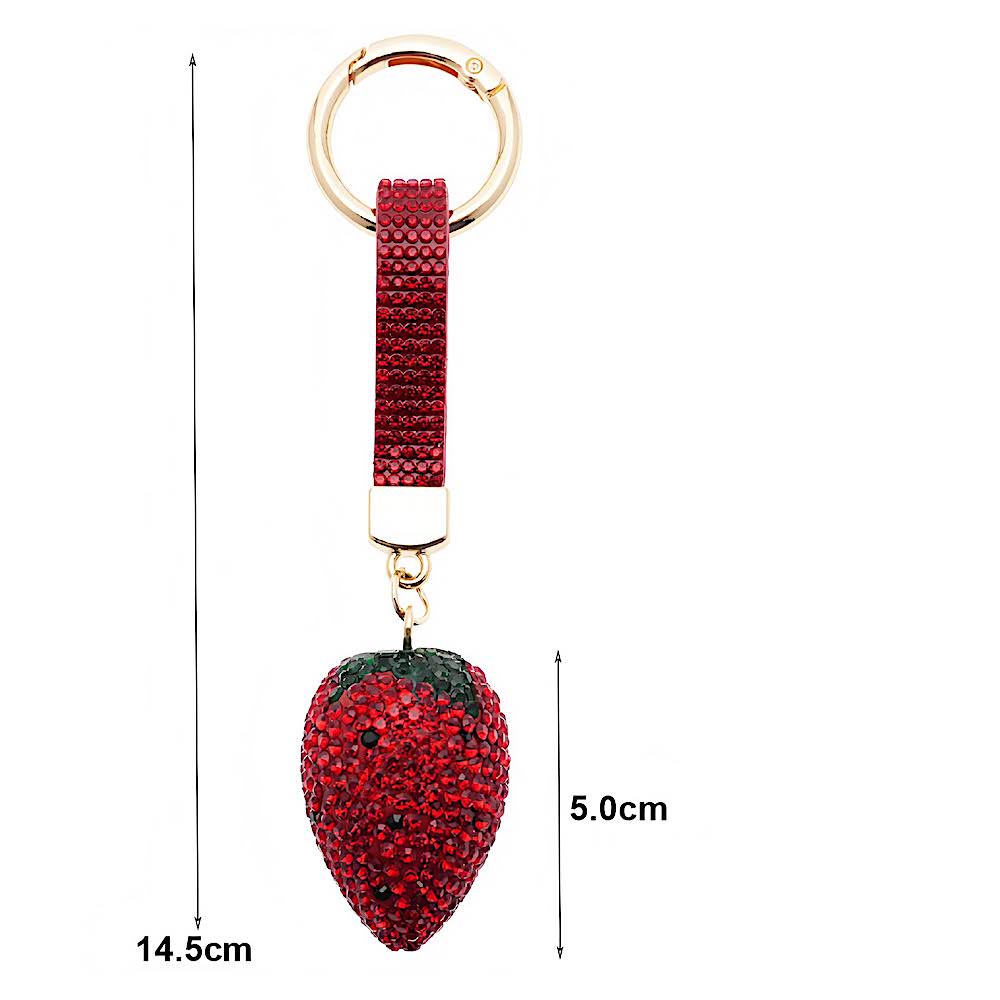Rhinestone Pavé Strawberry Keychain